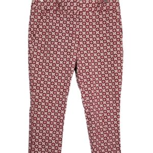 LOFT Red and White Patterned Cropped Pants